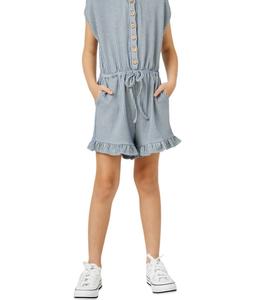 Детский трикотажный комбинезон в полоску с пуговицами синего цвета Hayden LA