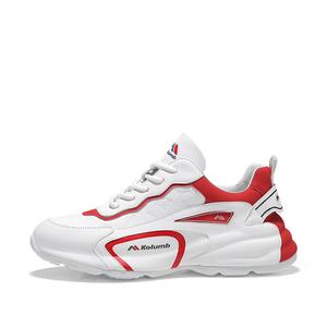 Низкие уличные кроссовки мужские белые красные Kolumb
