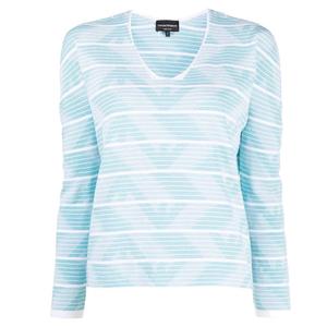 Джемпер с принтом и круглым вырезом EMPORIO ARMANI, синий