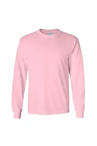 Простая футболка с длинным рукавом из ультрахлопка с круглым вырезом Gildan, розовый