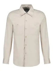 Рубашка с двумя карманами на пуговицах Brunello Cucinelli, светло-бежевый