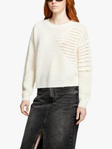 Джемпер лоскутной вязки SISLEY, кремовый