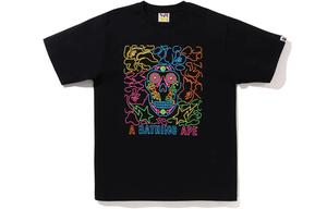 Футболка BAPE Halloween Neon Mexican Skull A Bathing Ape, черный