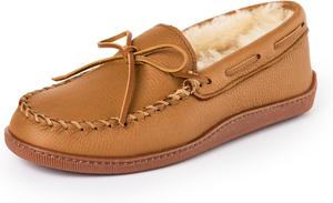 Мокасины Minnetonka для мужчин из оленьей кожи Moosehide, Natural - Sheepskin Classic