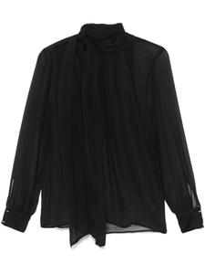 Блуза Elisabetta Franchi из вуали с завязками на воротнике, черный