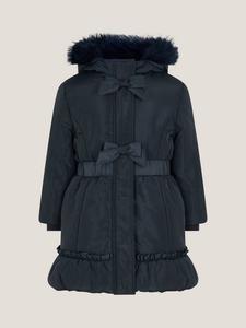 Детское пальто с рюшами и бантом на подкладке Monsoon, Navy