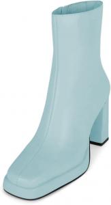 Женские ботинки Pazzion на платформе с закрытым квадратным носком, средней высоты, с гладкой боковой молнией, высокие толстые каблуки, для официального и делового стиля, размеры 4-16 US, Light Blue