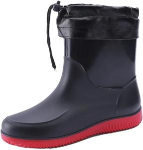 Мужские резиновые сапоги против скольжения, легкие походные дождевые ботинки, удобные водонепроницаемые резиновые рыболовные и водные туфли Generic, черный/красный