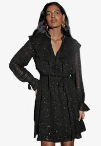 Платье прямого кроя с блестками и звездами, с рукавами. повседневное платье. Love & Roses, Black