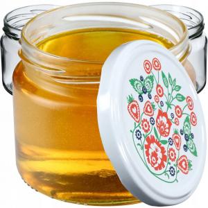 KADAX Банки для консервации с крышками "Сонка", баночки для консервирования, 330 мл, крышки с фольклорным узором, 50 шт