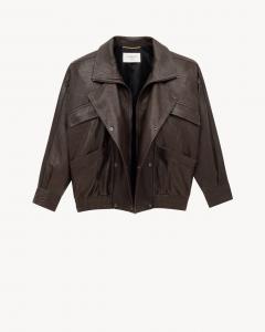 Бомбер из пузырчатой овчины Saint Laurent, коричневый