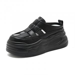 Женские сандалии с закрытым носком, устойчивые к истиранию QITUMAUL, Black[Platform Height: 8.5Cm]