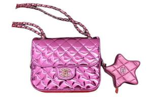 CHANEL Миниатюрная женская сумка через плечо из телячьей кожи с клапаном из овчины металлического фиолетового цвета