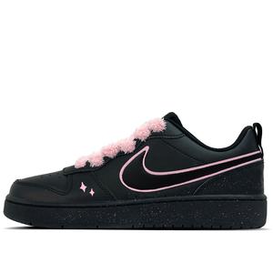 Nike Кроссовки для скейтбординга Court Borough Black Pink Sweet Star, кожаные, нескользящие, износостойкие, низкие, детские