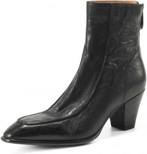Женские ботильоны TinaCus из натуральной кожи с ручной отделкой, молния сзади, миндалевидный носок, невысокий стойкий каблук, Black