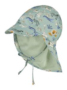 Sterntaler Бейсболка с защитой шеи, украшенная изображениями животных из зоопарка светло-зеленого цвета