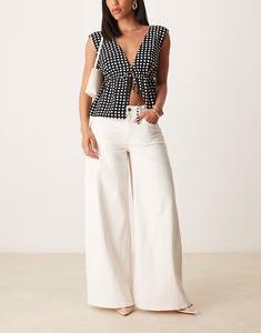 Брюки Abercrombie & Fitch ультраширокого кроя цвета экрю