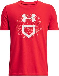 Under Armour Boys Baseball Camo Logo футболка с коротким рукавом - быстросохнущая, Red-Beta