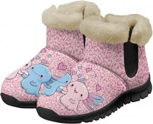 Женские зимние ботинки Jeiento Cute Salamander с цветочным узором, пушистые, на щиколотку, для походов, с противоскользящей подошвой, Cute Salamander Leopard Print