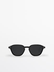 Круглые солнцезащитные очки из смолы Massimo Dutti, черный