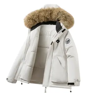 Пуховик Unisex Hooded Thickened Parka WARRIOR, темно-кремовый белый (diy badge)