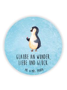 Mr. & Mrs. Panda Магнит на холодильник с изображением пингвина и божьей коровки, надписью, ледяного синего цвета