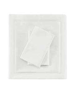 Комплект постельного белья из 4 предметов, сатин из хлопка пима, плотность ткани 600 нитей, размер King Madison Park, белый