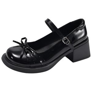 WUJI Женские туфли Мэри Джейн на массивном каблуке черные, цвет Black