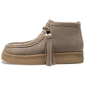 Natursun Женские замшевые ботинки на шнуровке коричнево-серые с толстой флисовой подкладкой, цвет Gray (Thick Fleece Lined)