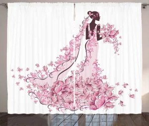 Свадебная штора в деревенском стиле ABAKUHAUS, цветочное свадебное платье, присборенная тесьма для спальни с петлями и крючками, 280 x 175 см, бледно-розовый, каштановый, коричневый, белый Abakuhaus