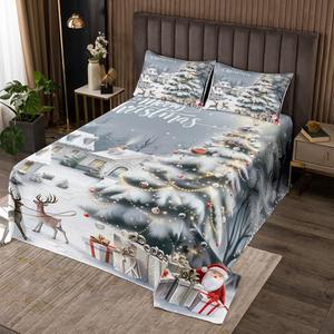 Erosebridal Комплект постельного белья с новогодним принтом оленей и Санта Клауса, Postel Green