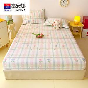 Fuanna Простыня на резинке 150х200 см из молочного вельвета, утепленная, в горошек