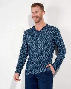 Мужская пижама из трикотажа с длинными штанинами и принтом Hom, мультиколор