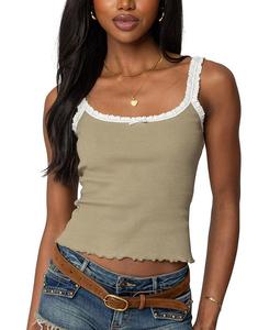 Тиган майка с рубчиками Edikted, зеленый