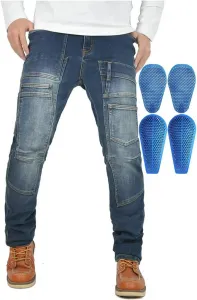 Мотоциклетные джинсы Adventure Slim Fit с двумя защитными вставками CE на коленях и бедрах, множеством карманов, эластичным денимом, Blue