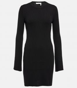 Платье из шерсти и кашемира в рубчик Chloé, черный