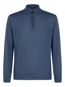 Свитер с высоким воротом и застежкой-молнией на половину длины Canali, синий