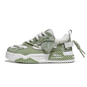 JKEM Легкие и дышащие мужские скейтерские кроссовки лоу-топ бело-зеленые, цвет White Green