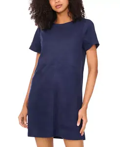 Женское мини-платье прямого кроя со швами Vince Camuto, синий