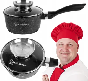 Кастрюля из мрамора и алюминия, 16 см, идеально подходит для ежедневного приготовления пищи. Masterpan