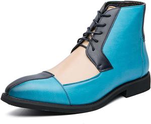 Мужские ботинки Чакка, модные, с шнуровкой, оксфорды, противоскользящие, высокие, деловые, офисные, формальные, удобные, легкие, для свадьбы, служебной формы, под костюм Generic, синий