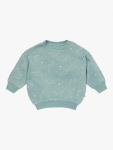 Детский свитшот из хлопковой смеси MORI, Mint Dino Print