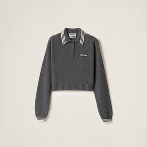 Поло-свитер из шерсти и кашемира MIU MIU, серый