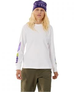 Женская футболка Arc'teryx Kragg Cotton Sticker Crew Long Sleeve, White Light/Aster