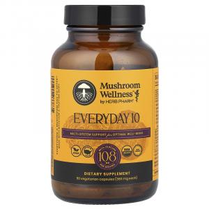 Herb Pharm, Mushroom Wellness , 10 шт. На каждый день, 90 вегетарианских капсул