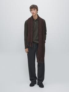 Поло с длинным рукавом и рельефной отделкой Massimo Dutti, charcoal grey