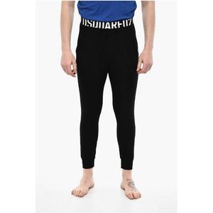 Однотонные ночные брюки с логотипом на ленте Dsquared2, Black
