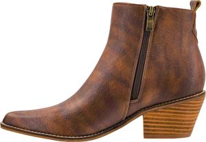 Ботильоны Corkys Footwear Hey Girl Toil N Trouble для женщин с каблуком 2,5 дюйма, зауженным носком, двойными функциональными боковыми молниями, петлей для надевания и стильным универсальным дизайном, Cognac