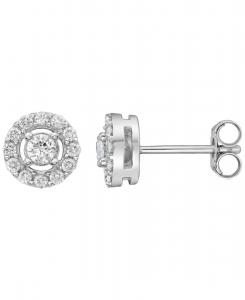 Серьги с белыми бриллиантами (общий вес 0,5 карата) в оправе из белого золота 10 карат Macy's, White