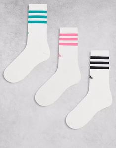 Носки Adidas Training Crew с тремя полосками разных цветов, 3 пары Adidas Performance, белый